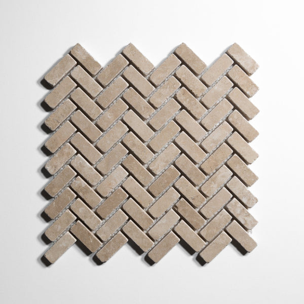 Mini Herringbone Tumbled Tile Sample