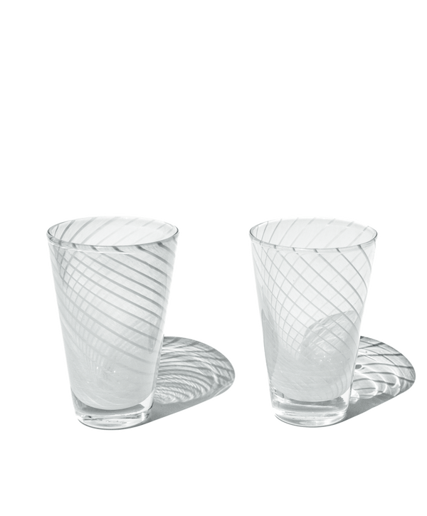 Yuka Groove Glass Set in White