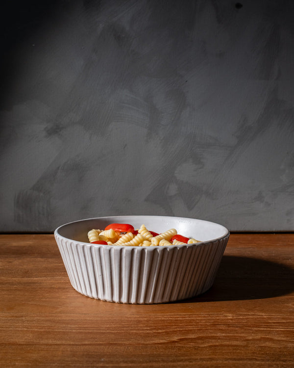 Stripes Matte White Pasta Bowl Set Of 4 Uvn 1000102 5