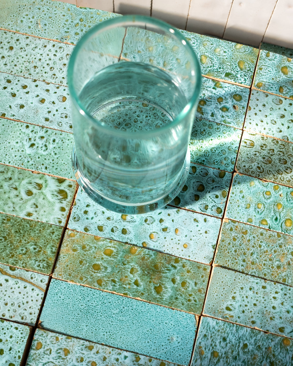 Reactive Aquamarine Zellige Tile - Stacked Vertical