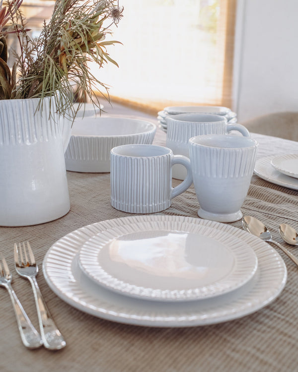 Lines Dinner Plates in Milk White - Set of 4