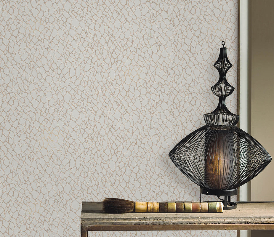 Webbing Geometric Wallpaper in Beige