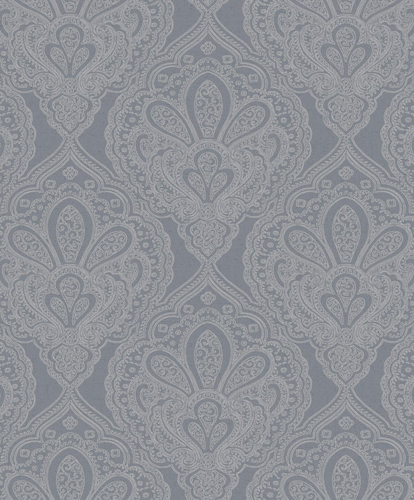 Mehndi Damask Grey/Silver from the Emporium Collection by Galerie Wallcoverings