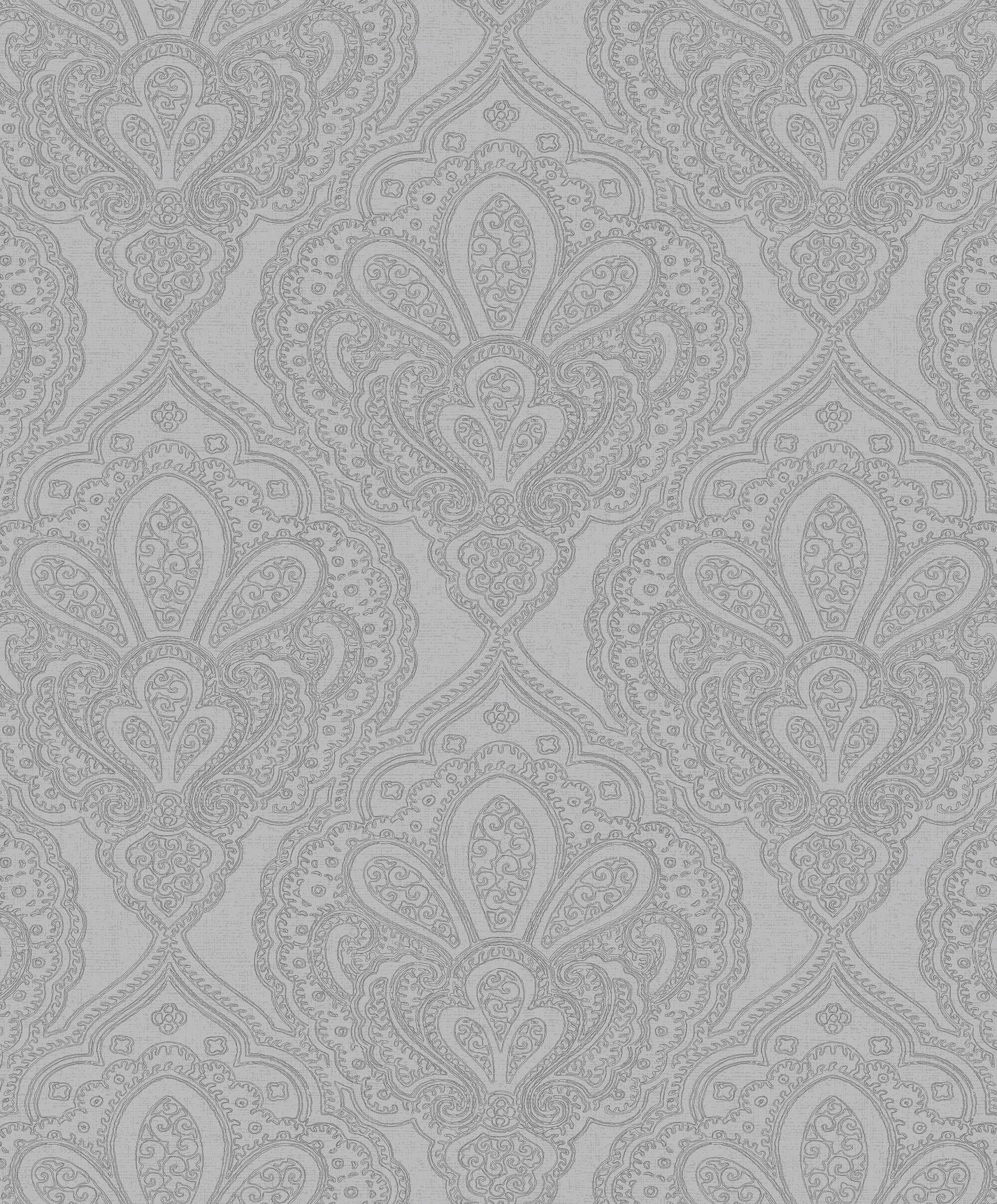 Mehndi Damask Silver from the Emporium Collection by Galerie Wallcoverings
