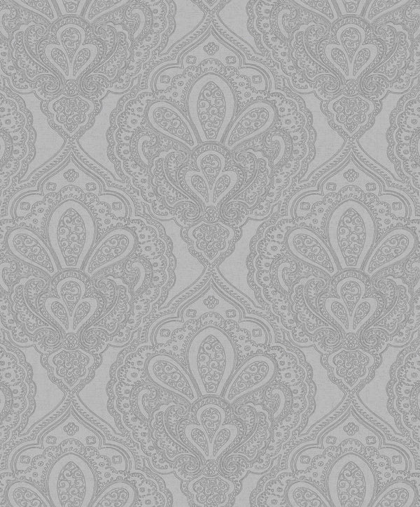 Mehndi Damask Silver from the Emporium Collection by Galerie Wallcoverings