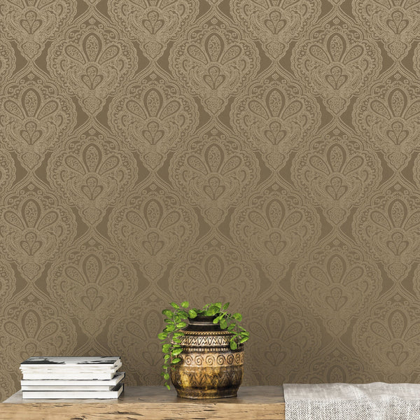 Mehndi Damask Deep Gold from the Emporium Collection by Galerie Wallcoverings