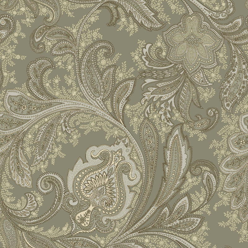 Sample Paisley Wallpaper in Silver/Grey/Beige