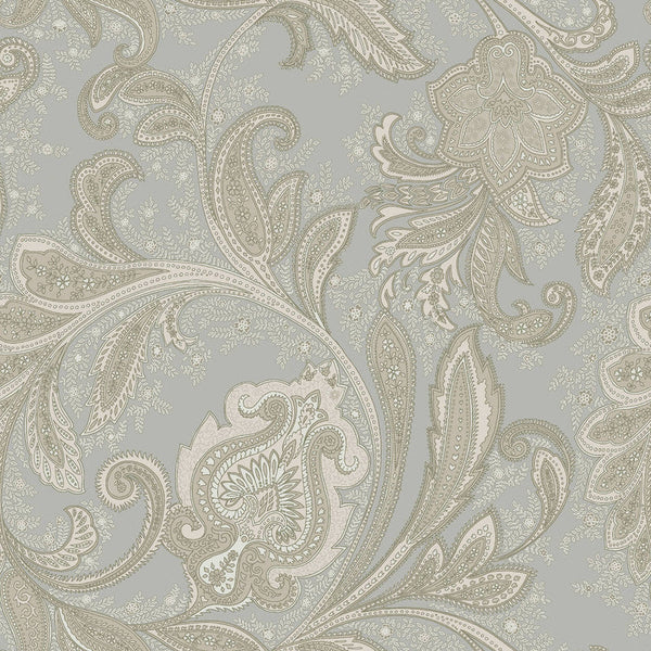 Paisley Wallpaper in Silver/Grey