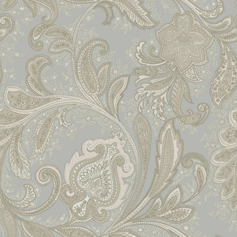 Sample Paisley Wallpaper in Silver/Grey