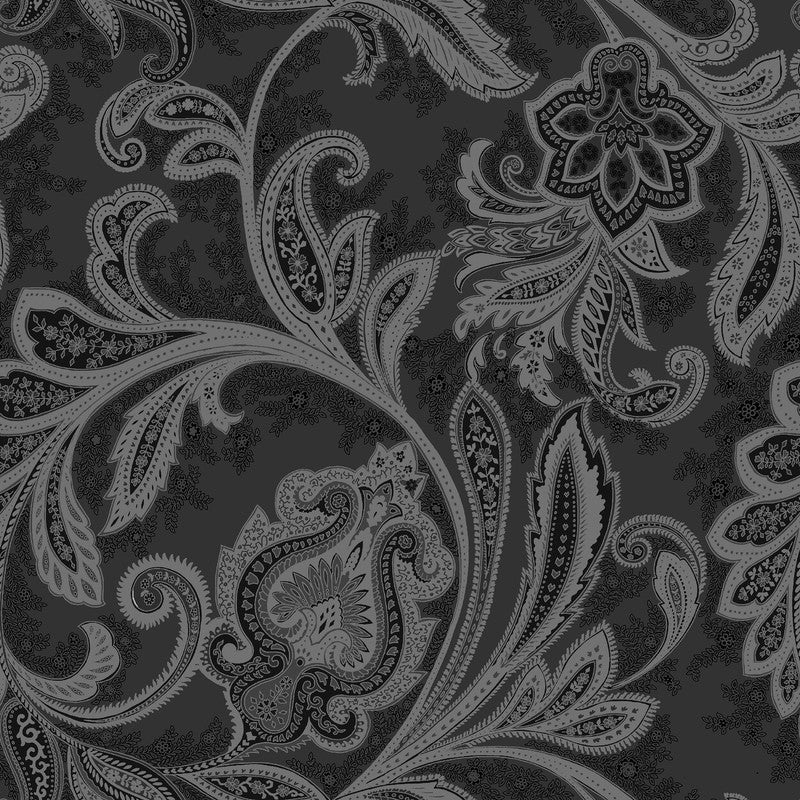 Paisley Wallpaper in Deep Silver/Grey