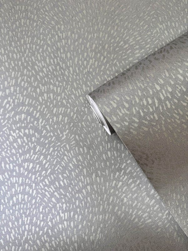 Fan Fleck Wallpaper in Deep Silver Grey