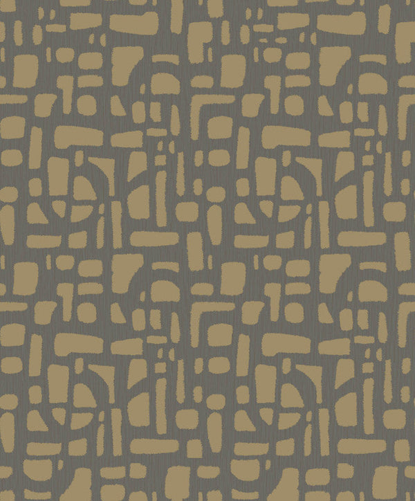 Chunky Geo Wallpaper in Gold/Silver Grey