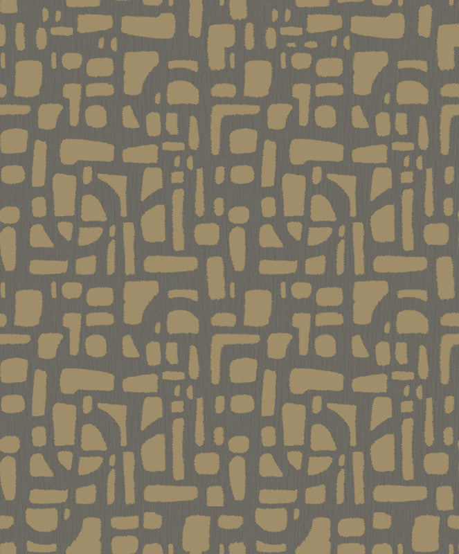Sample Chunky Geo Wallpaper in Gold/Silver Grey
