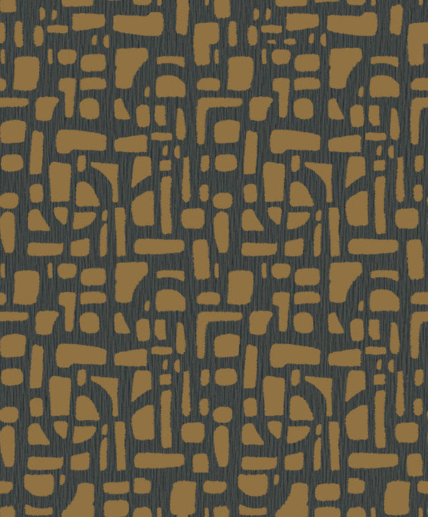Chunky Geo Wallpaper in Rose Gold/Blue