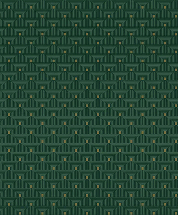 Geo Key Wallpaper in Green/Gold