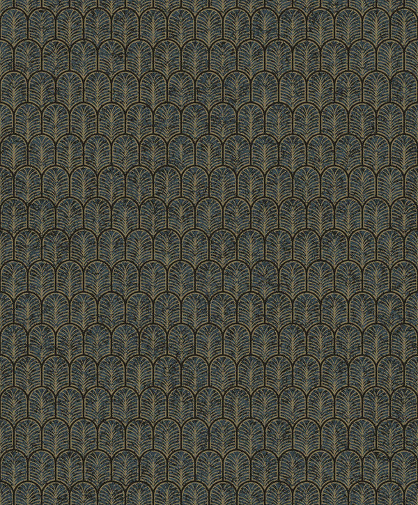 Geo Arch Art Deco Wallpaper in Gold/Blue