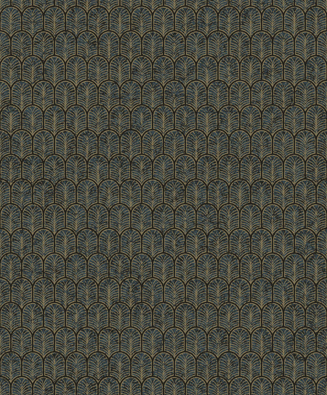 Sample Geo Arch Art Deco Wallpaper in Gold/Blue