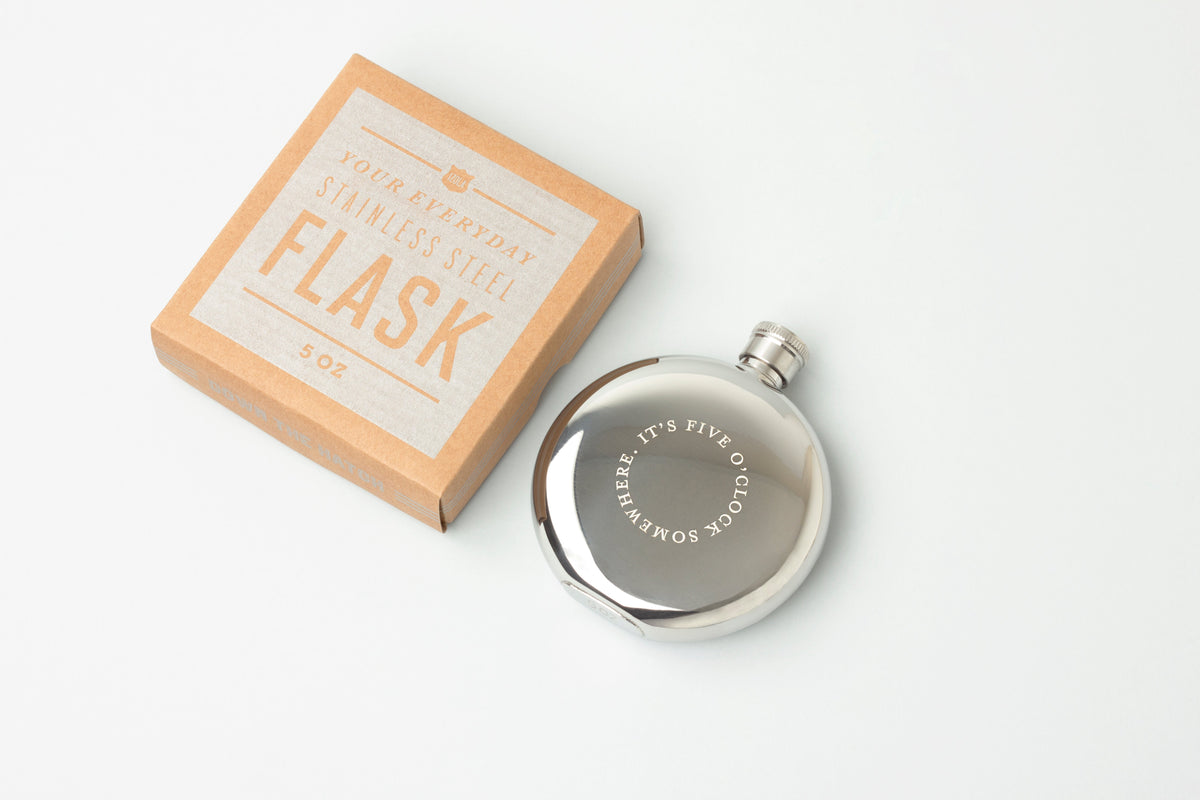 stainless steal hip flask 5 oclock somewhere 4