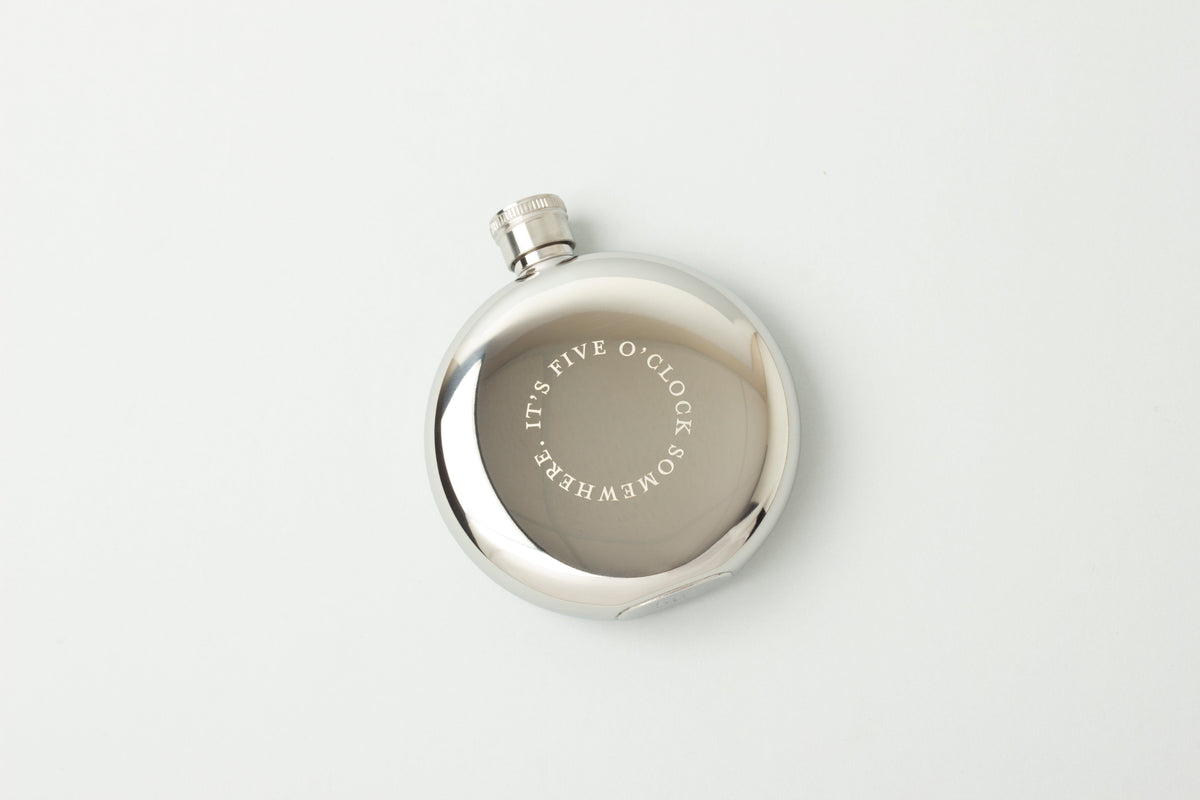 stainless steal hip flask 5 oclock somewhere 1