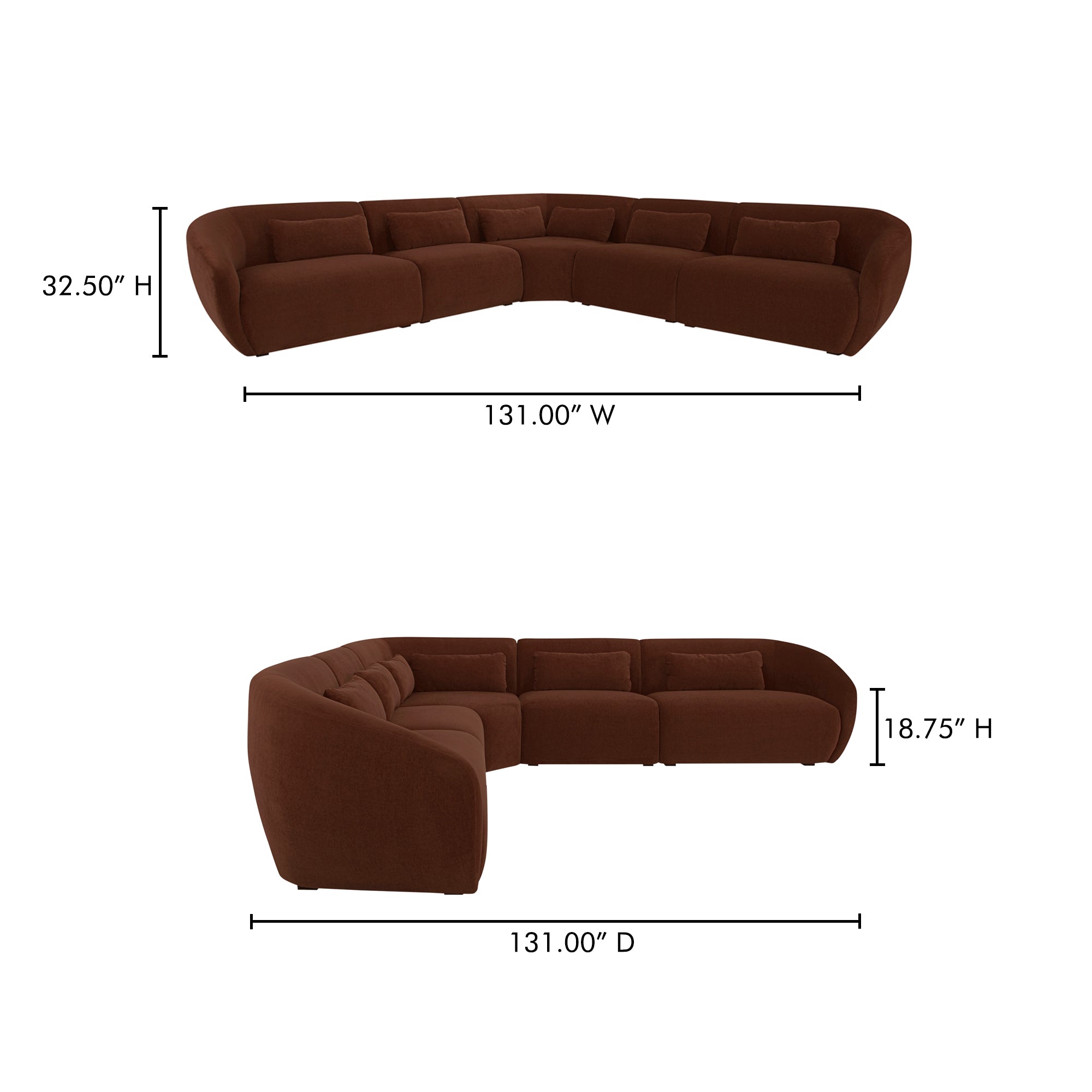 Amelia Classic L Shaped Modular Sectional Moes Home Collection Mhc Fo 1021 03 17