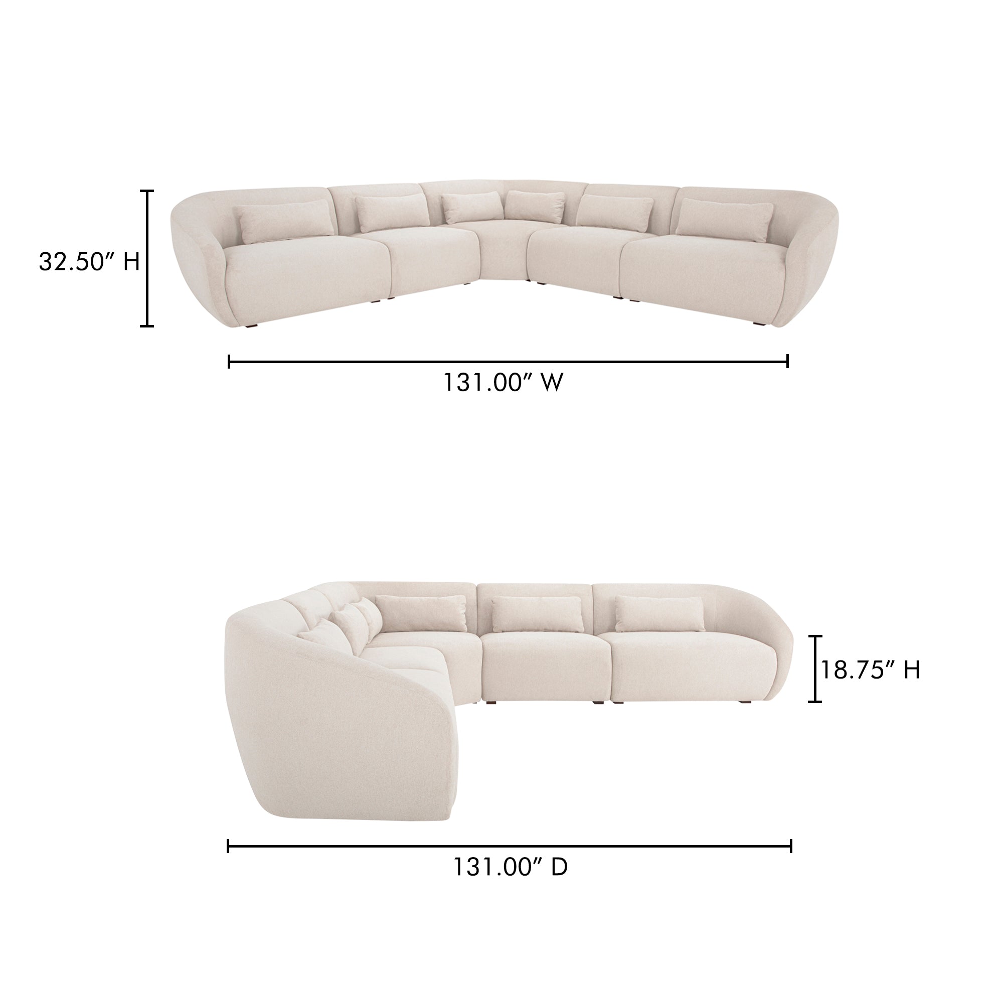 Amelia Classic L Shaped Modular Sectional Moes Home Collection Mhc Fo 1021 03 18