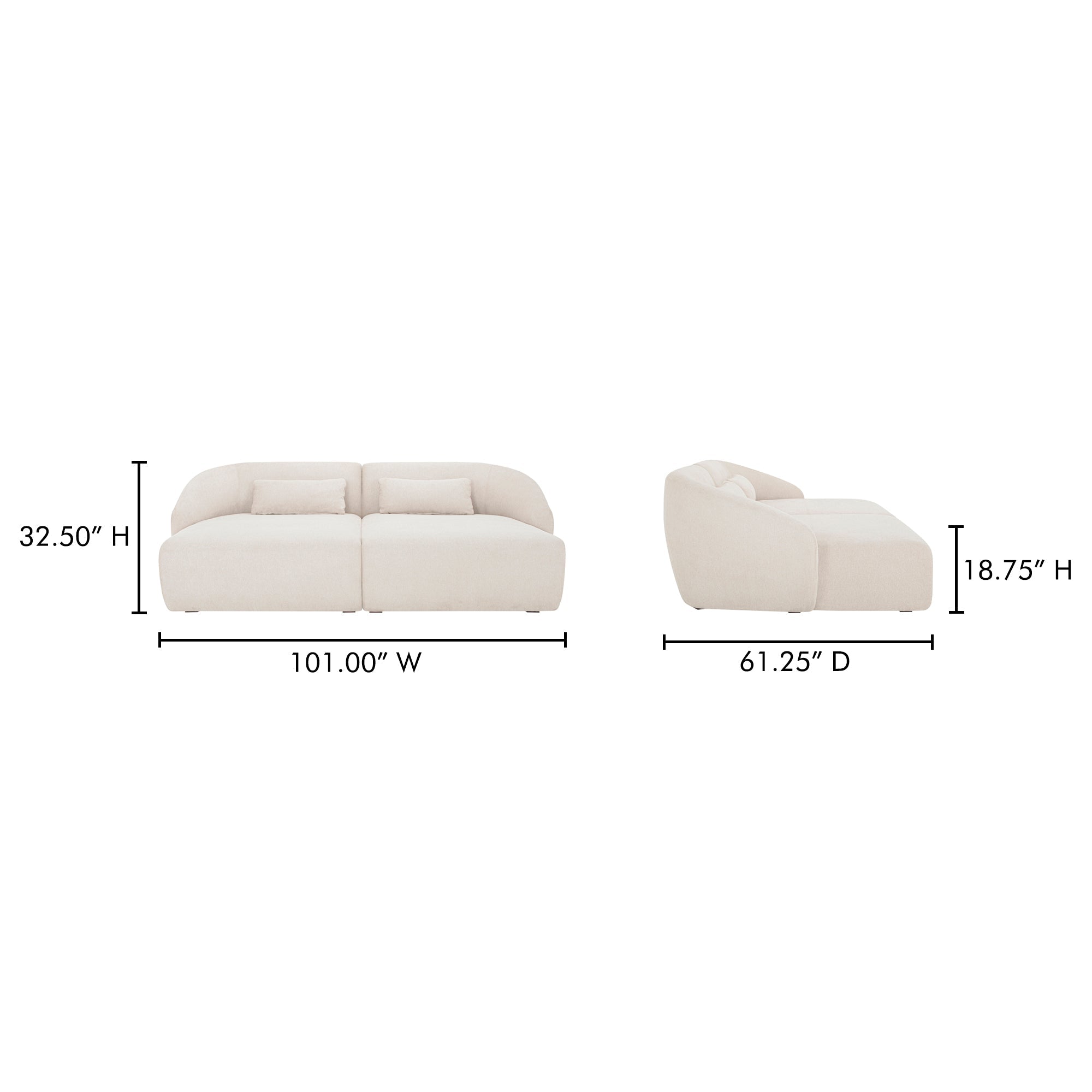 Amelia Double Chaise Modular Sectional Moes Home Collection Mhc Fo 1022 03 16