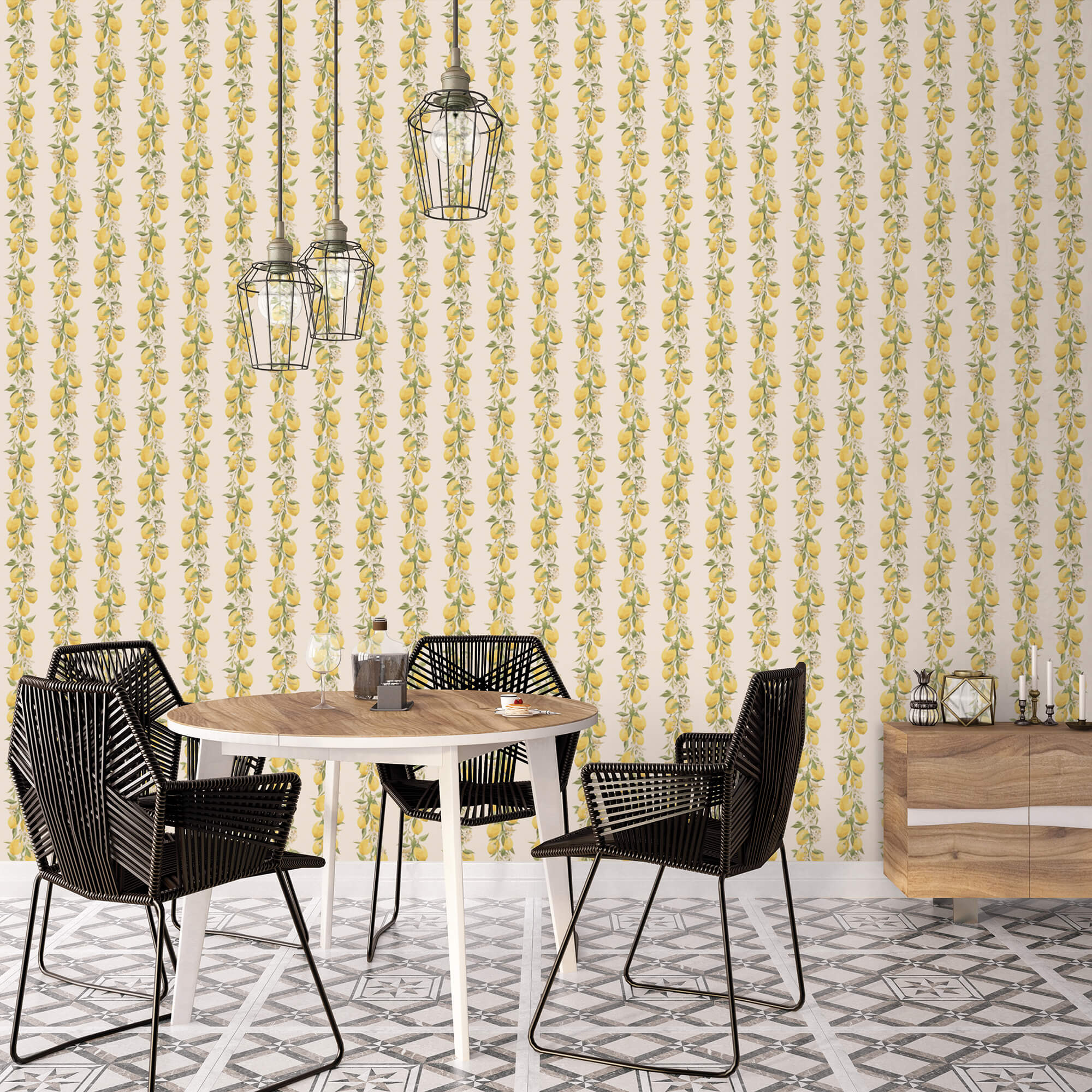 Lemon Stripe Yellow/Beige Wallpaper from the Just Kitchens Collection by Galerie Wallcoverings