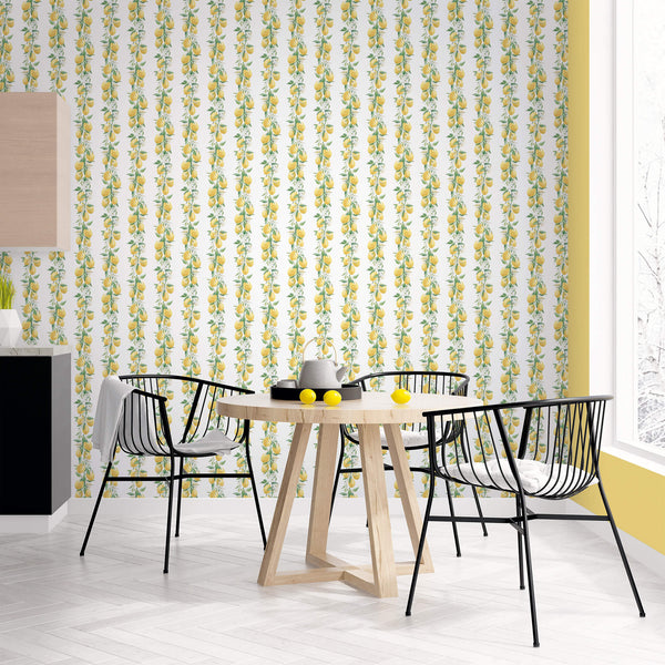 Lemon Stripe Yellow/Green Wallpaper from the Just Kitchens Collection by Galerie Wallcoverings