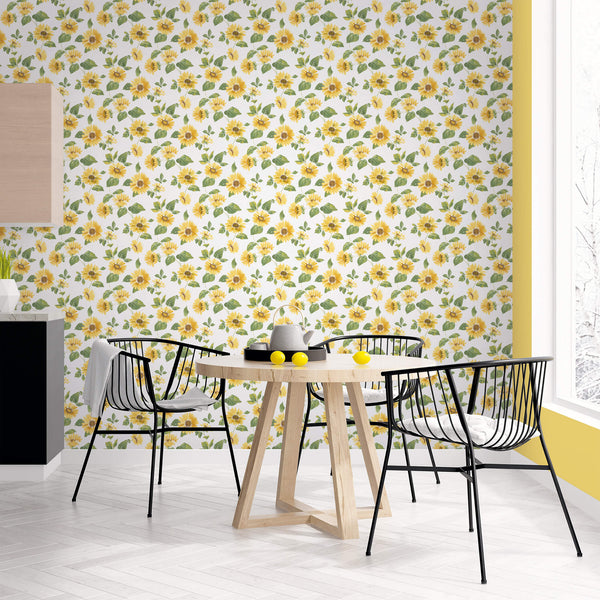 Sunflower Trail Yellow/Green Wallpaper from the Just Kitchens Collection by Galerie Wallcoverings