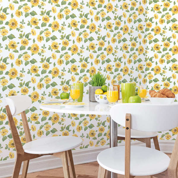 Sunflower Trail Yellow/Green Wallpaper from the Just Kitchens Collection by Galerie Wallcoverings