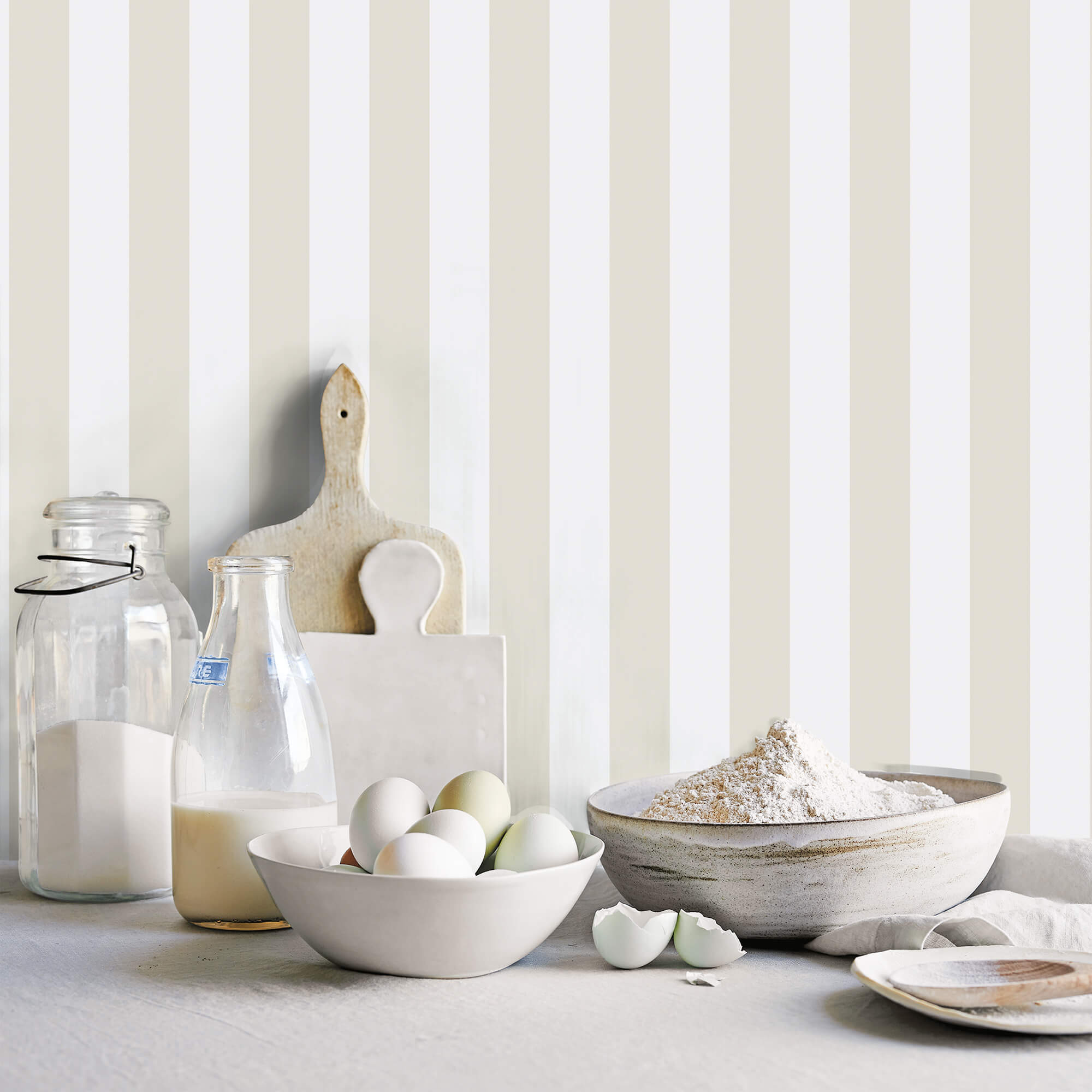 Awning Stripe Taupe Wallpaper from the Just Kitchens Collection by Galerie Wallcoverings