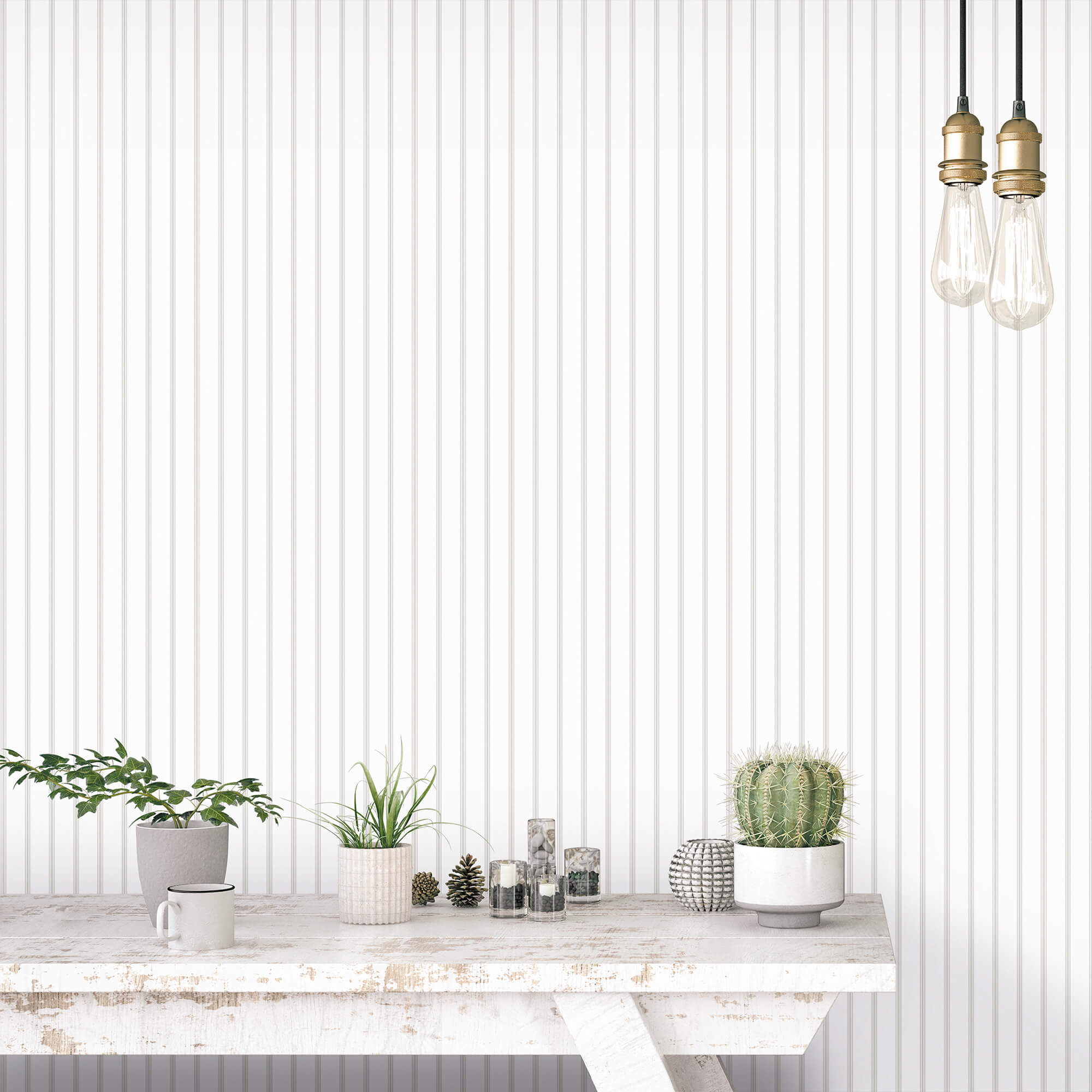 Napkin Stripe Grey/Beige Wallpaper from the Just Kitchens Collection by Galerie Wallcoverings