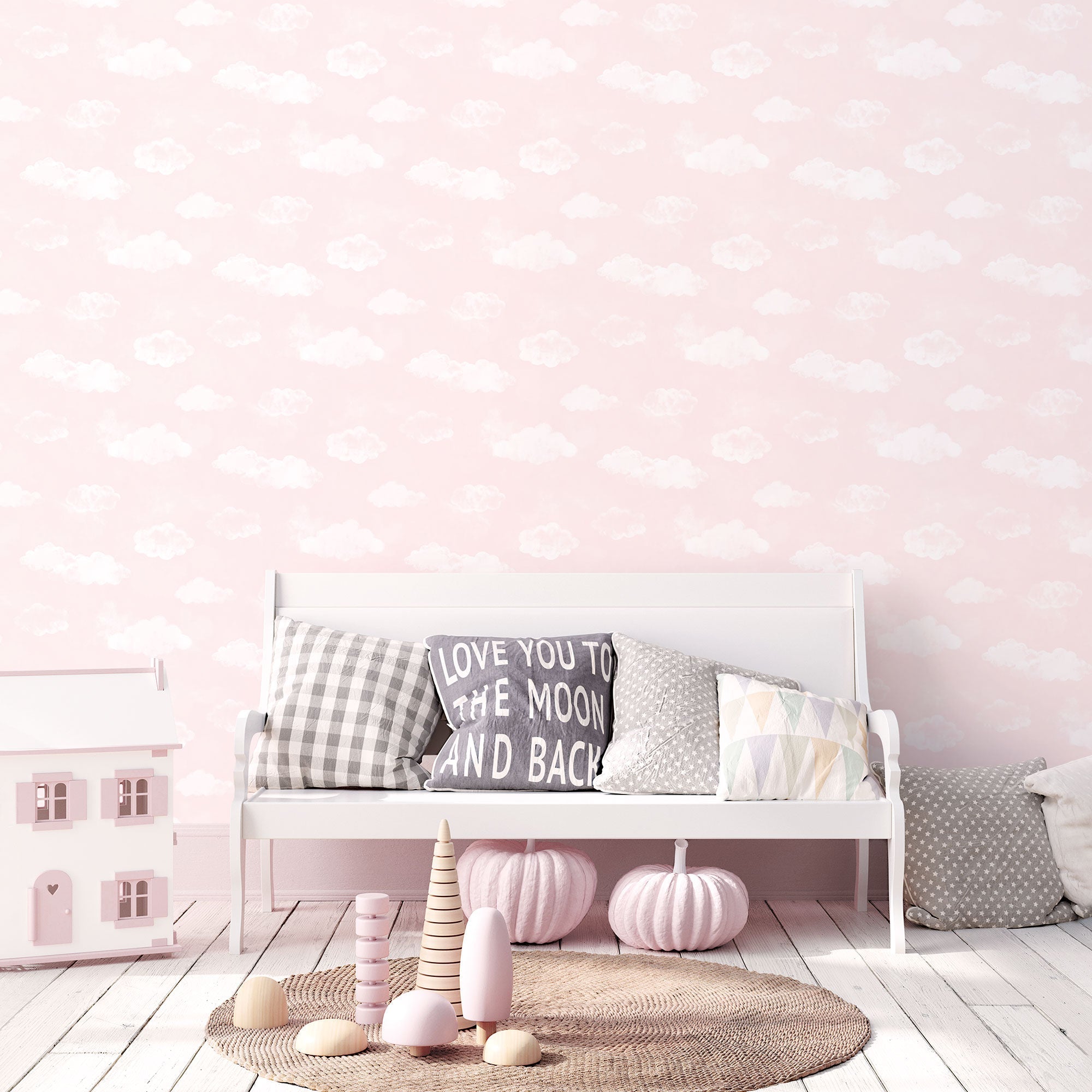Cloud Pink Wallpaper from the Tiny Tots 2 Collection by Galerie Wallcoverings
