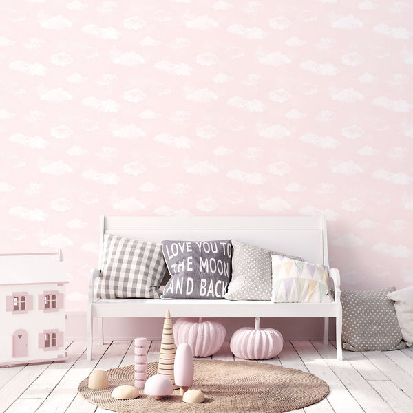 Cloud Pink Wallpaper from the Tiny Tots 2 Collection by Galerie Wallcoverings