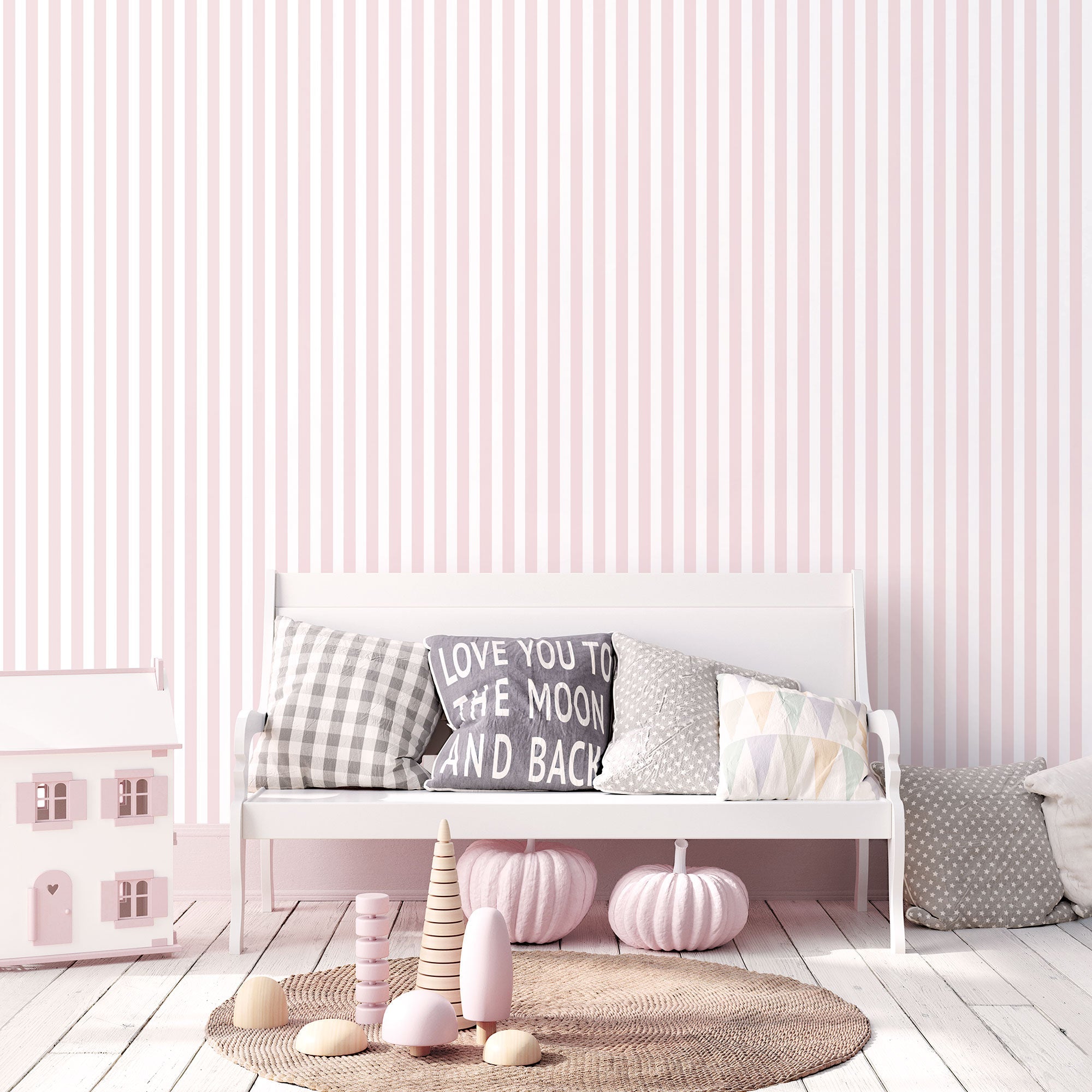 Regency Stripe Pink Wallpaper from the Tiny Tots 2 Collection by Galerie Wallcoverings