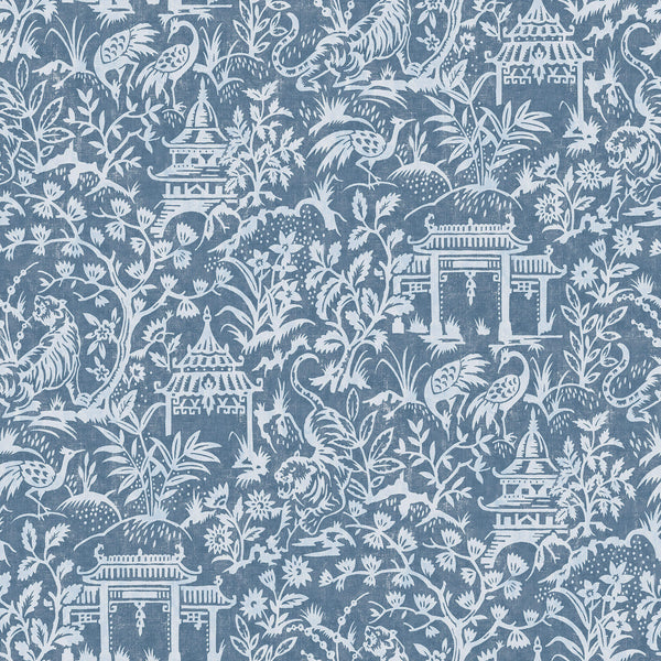 Garden Toile Blue Wallpaper from the Secret Garden Collection by Galerie Wallcoverings