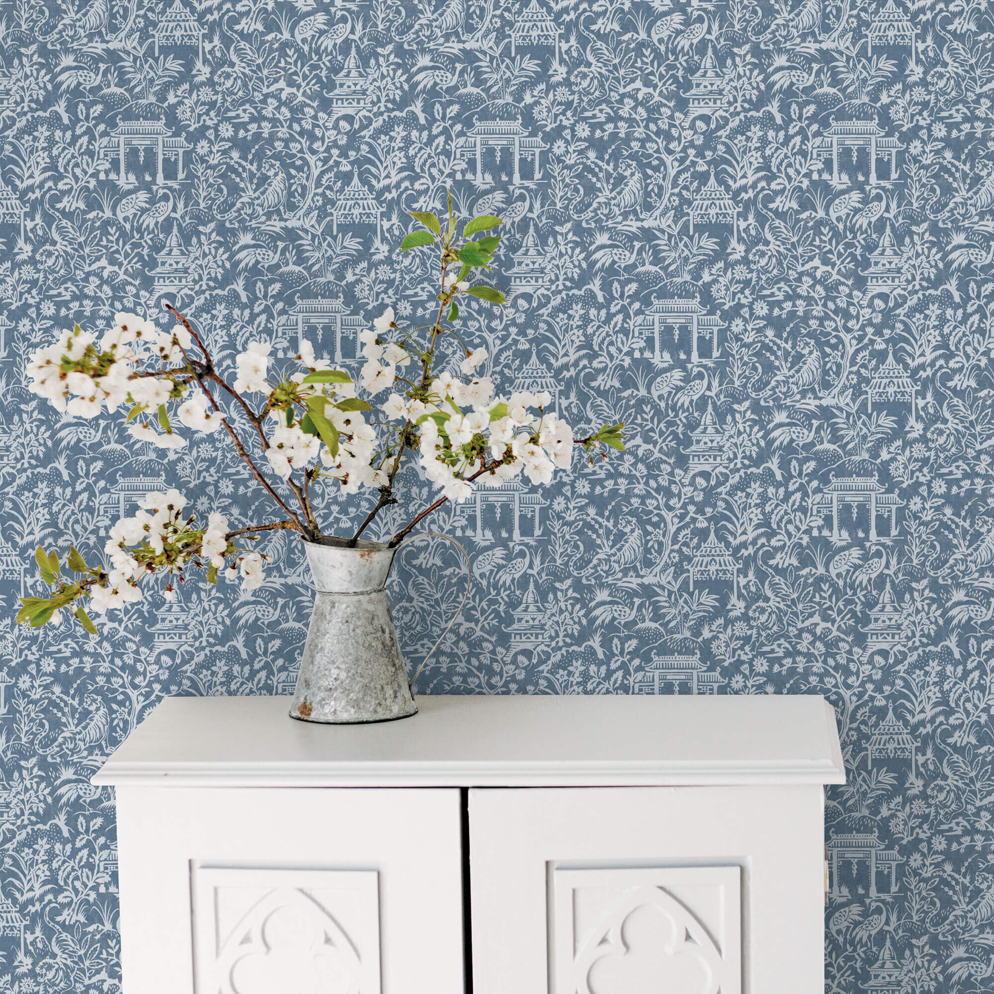 Garden Toile Blue Wallpaper from the Secret Garden Collection by Galerie Wallcoverings