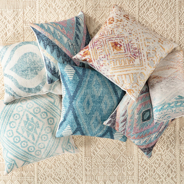 sadler indoor outdoor tribal blue white pillow by nikki chu 4