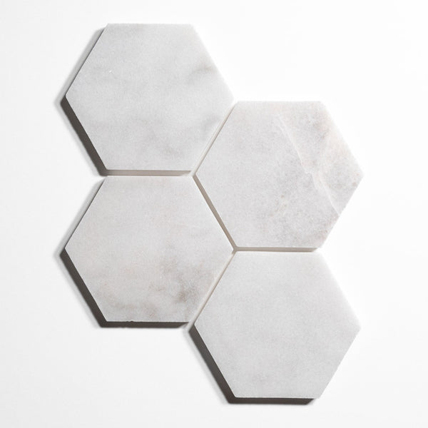 glacier white 5 hexagon tile by Designer Rug gw5hx 1