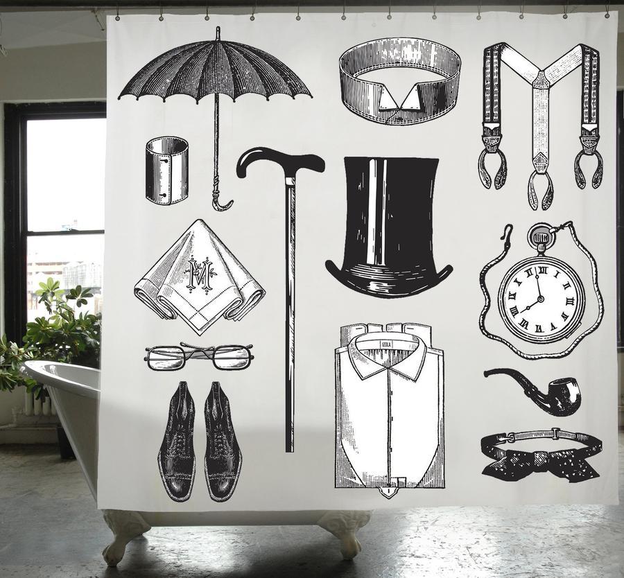 Gentleman Canvas Shower Curtain Design By Izola 1