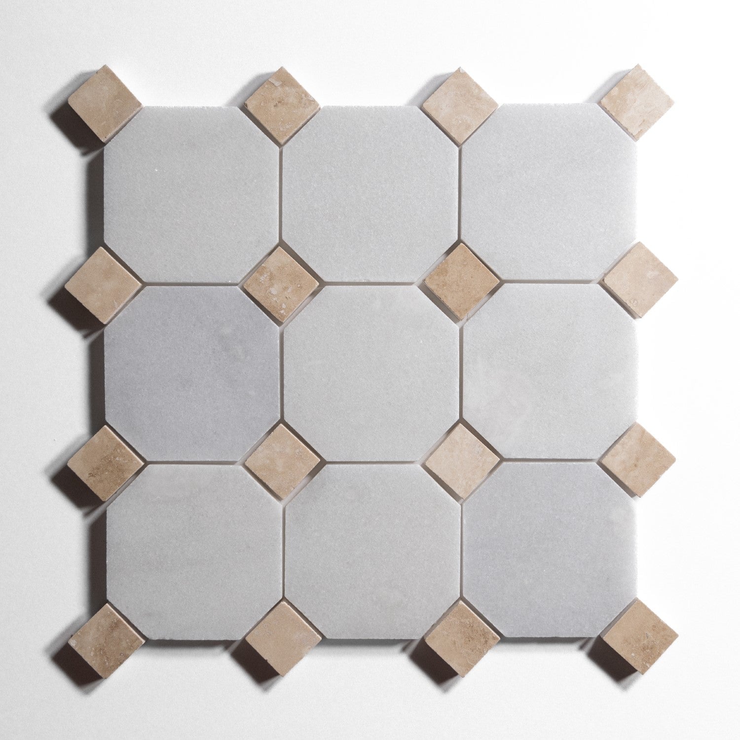 Glacier White Accent Rojo Breccia Tile Sample