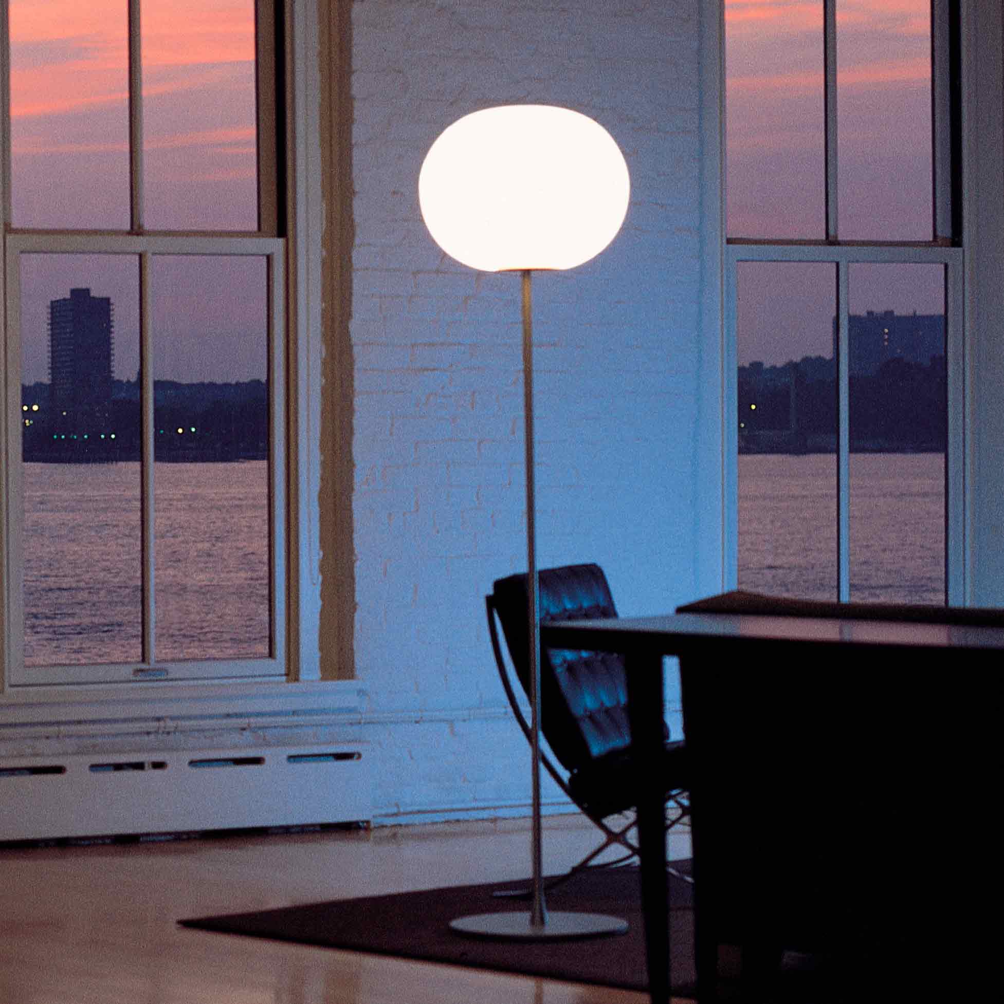 Glo-Ball Glass and steel Floor Lighting in Various Colors & Sizes