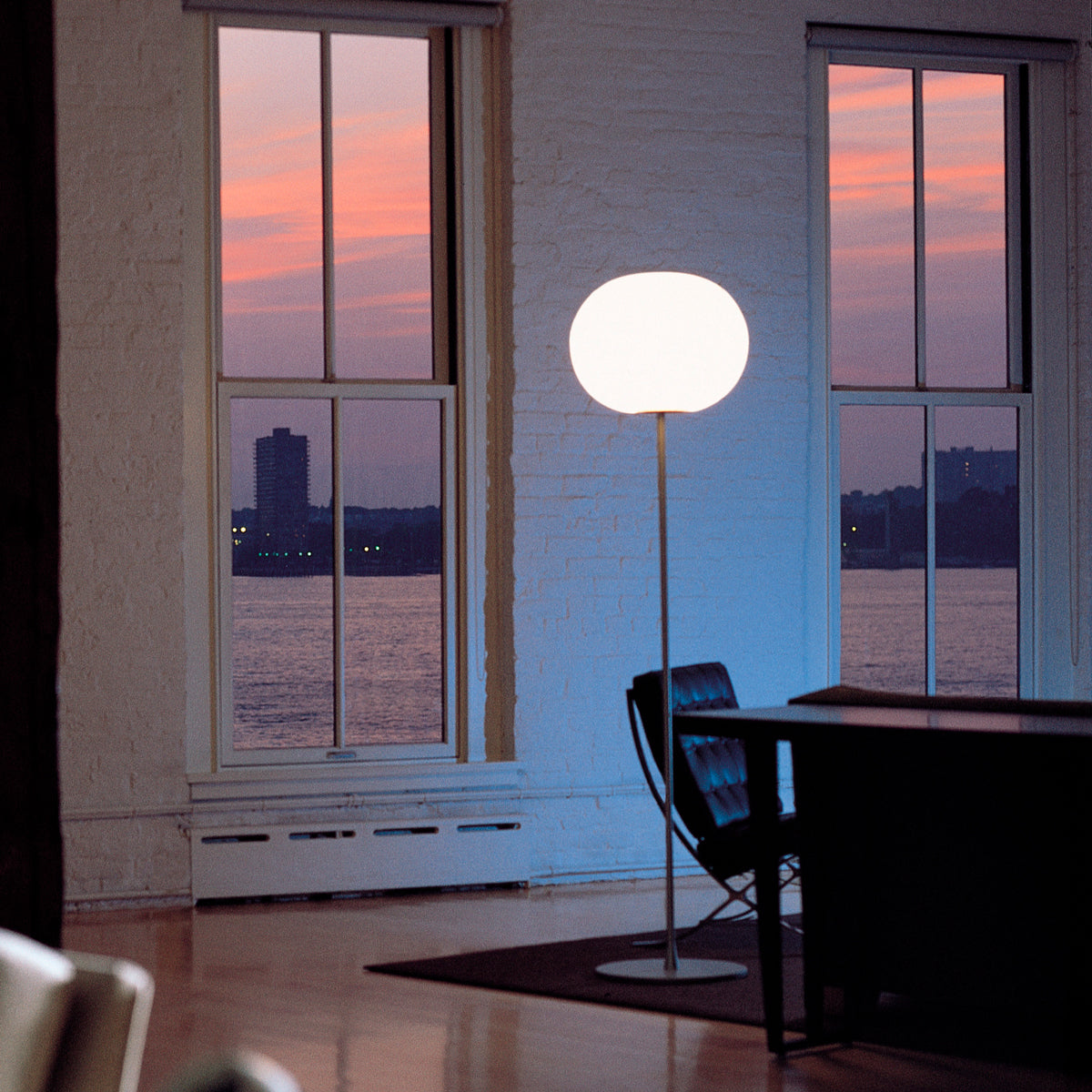 Glo-Ball Glass and steel Floor Lighting in Various Colors & Sizes