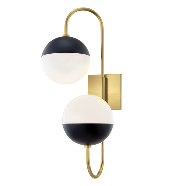 renee 2 light wall sconce by mitzi h344102a agb bk 3