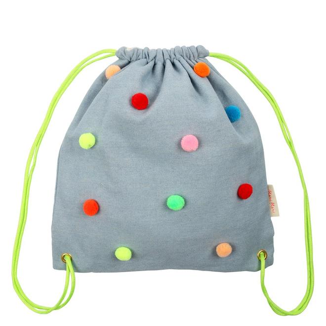 chambray pompom backpack by meri meri 1