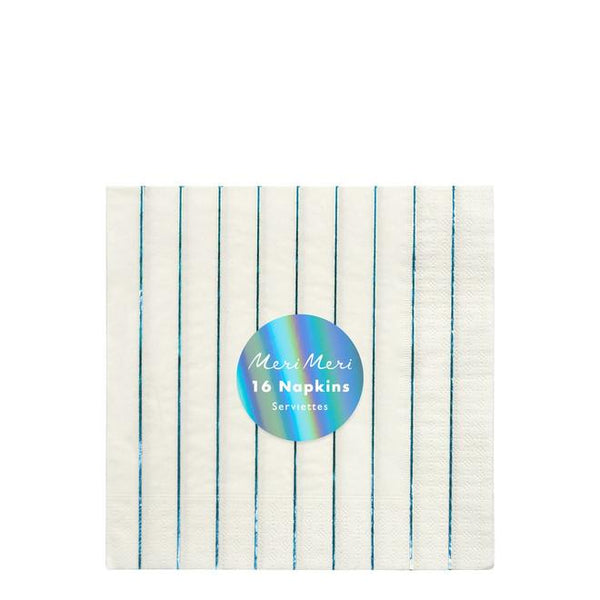 blue holographic stripe large napkins by meri meri 2