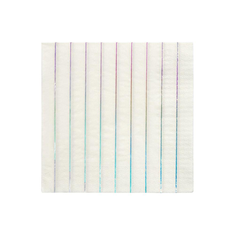 silver holographic stripe large napkins by meri meri 1