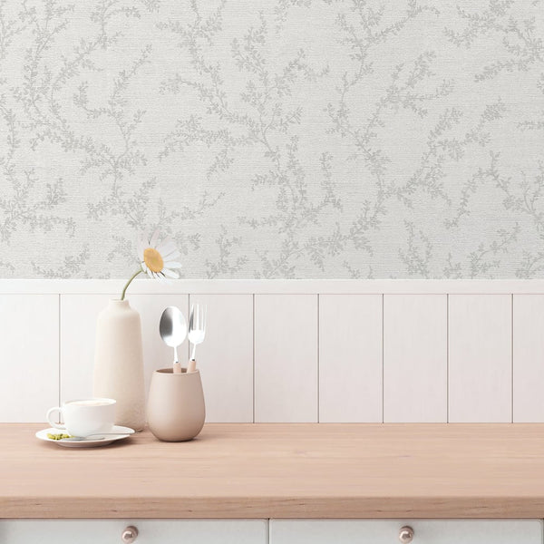 Hygge Home Trailing Vines Motif In Silver Grey Galerie Wallcoverings Gg82121 2