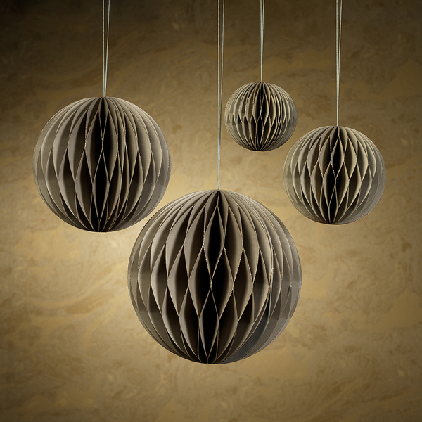 wish paper decorative ball ornament taupe with rose gold glitter edges extra large 4