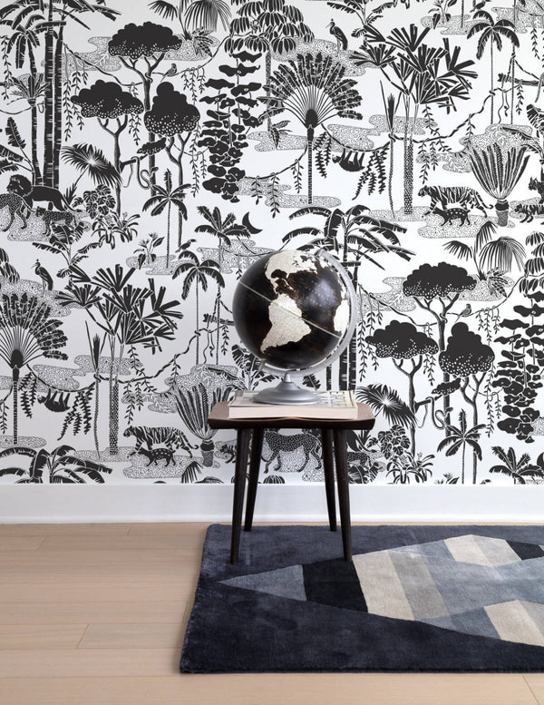 Jungle Dream Wallpaper in Charcoal design by Aimee Wilder